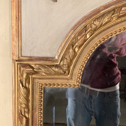 FRENCH PAINT AND GILT TRUMEAU MIRROR WITH ORIGINAL GLASS - ADDITIONAL PHOTO 3