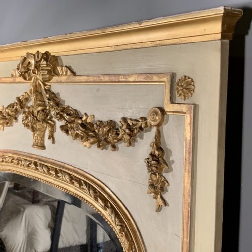 FRENCH PAINT AND GILT TRUMEAU MIRROR WITH ORIGINAL GLASS - ADDITIONAL PHOTO 4