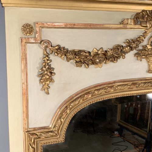 FRENCH PAINT AND GILT TRUMEAU MIRROR WITH ORIGINAL GLASS - ADDITIONAL PHOTO 5