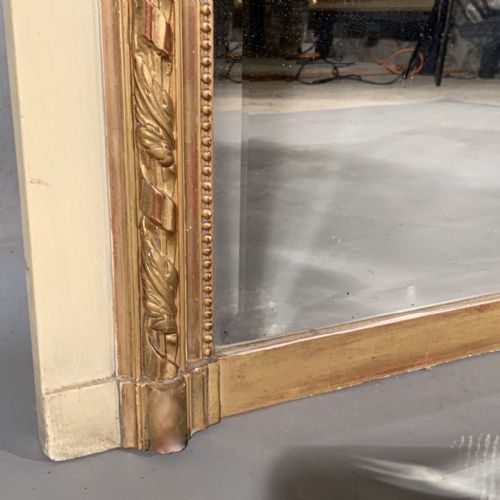 FRENCH PAINT AND GILT TRUMEAU MIRROR WITH ORIGINAL GLASS - ADDITIONAL PHOTO 6