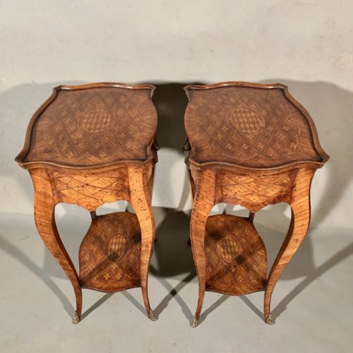 PAIR OF FRENCH MARQUETRY LAMP TABLES - ADDITIONAL PHOTO 1