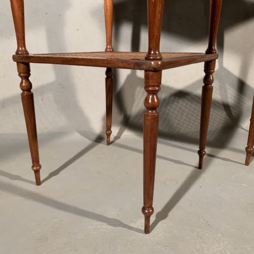 FINE PAIR OF FRENCH MAHOGANY LAMP TABLES WITH CANE - ADDITIONAL PHOTO 5
