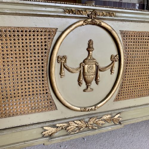 5' KINGSIZE FRENCH PAINT AND GILT CANE BED - ADDITIONAL PHOTO 3