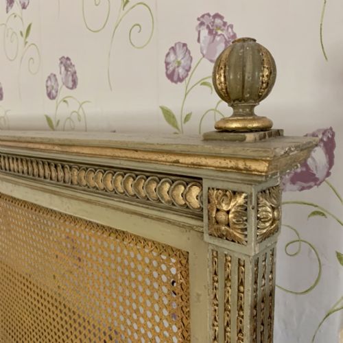 5' KINGSIZE FRENCH PAINT AND GILT CANE BED - ADDITIONAL PHOTO 4