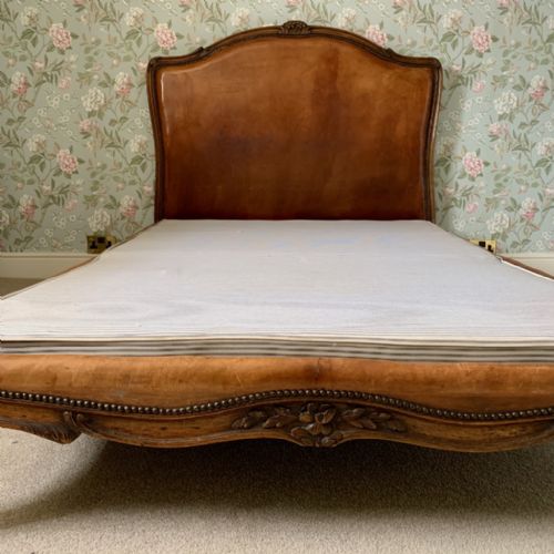 FRENCH LEATHER UPHOLSTERED BED WITH LOW END - ADDITIONAL PHOTO 1