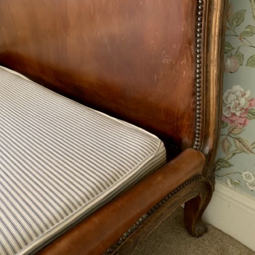 FRENCH LEATHER UPHOLSTERED BED WITH LOW END - ADDITIONAL PHOTO 6