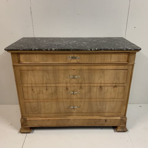 BLEACHED CHERRY WOOD COMMODE WITH MARBLE TOP - ADDITIONAL PHOTO 1