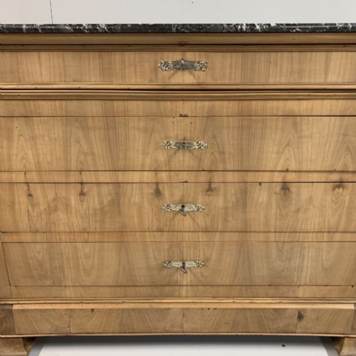 BLEACHED CHERRY WOOD COMMODE WITH MARBLE TOP - ADDITIONAL PHOTO 2