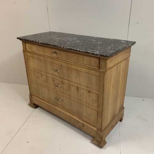 BLEACHED CHERRY WOOD COMMODE WITH MARBLE TOP - ADDITIONAL PHOTO 4