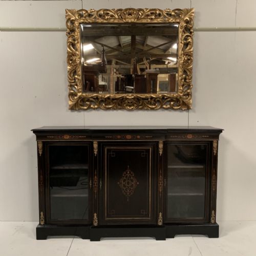 QUALITY BLACK LACQUERED BREAKFRONT CREDENZA - ADDITIONAL PHOTO 2