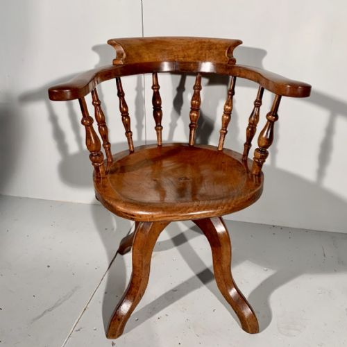 revolving desk chair in elm and fruit wood - CATEGORY: ANTIQUE CHAIRS - DATED 1880