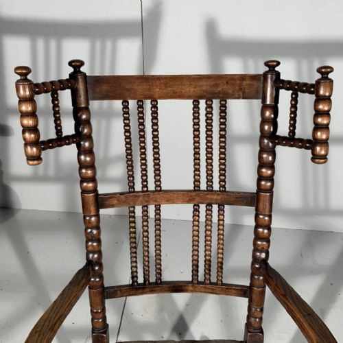 LATE C19TH OAK BOBBIN ROCKING CHAIR - ADDITIONAL PHOTO 2