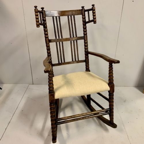 late c19th oak bobbin rocking chair - CATEGORY: ANTIQUE CHAIRS - DATED 1890