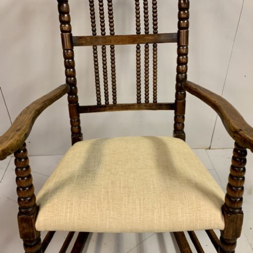 LATE C19TH OAK BOBBIN ROCKING CHAIR - ADDITIONAL PHOTO 5