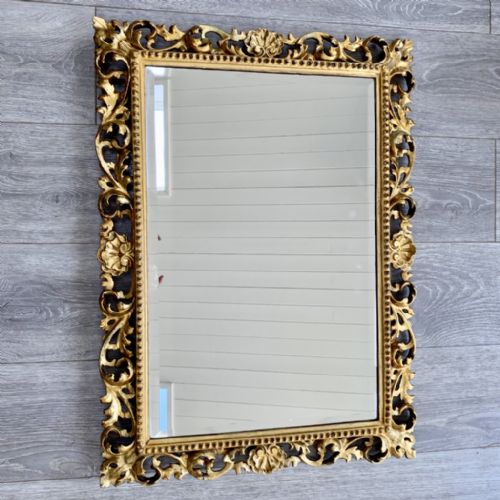 c19th giltwood florentine mirror with bevelled glass - CATEGORY: ANTIQUE MIRRORS - DATED 19TH CENTURY