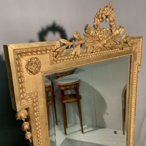 FRENCH GILT MIRROR WITH TORCH AND GARLAND - ADDITIONAL PHOTO 2
