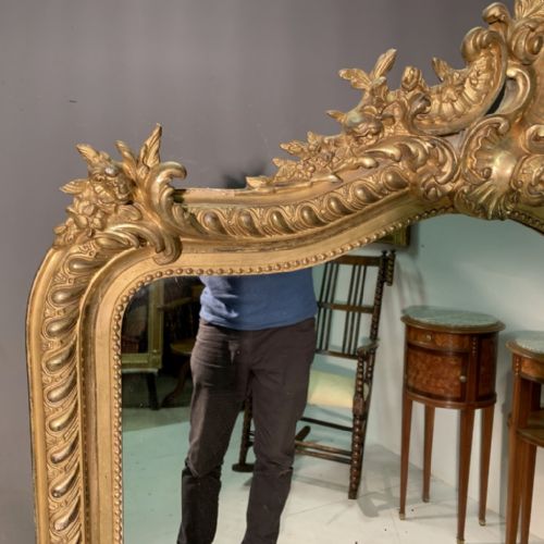 FINE QUALITY FRENCH GILT OVERMANTLE MIRROR - ADDITIONAL PHOTO 4
