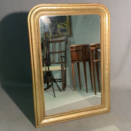 french gilt louis philippe mirror with greek key detail - CATEGORY: ANTIQUE MIRRORS - DATED 1860
