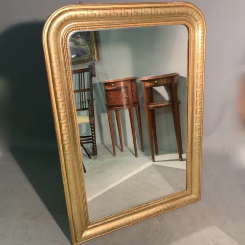 FRENCH GILT LOUIS PHILIPPE MIRROR WITH GREEK KEY DETAIL - ADDITIONAL PHOTO 1