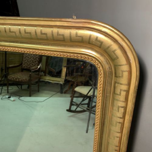 FRENCH GILT LOUIS PHILIPPE MIRROR WITH GREEK KEY DETAIL - ADDITIONAL PHOTO 3