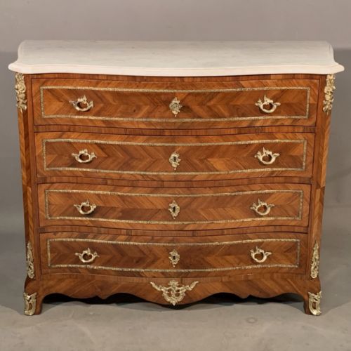 very fine french serpentine louis xv commode with marble top - CATEGORY: ANTIQUE CHEST OF DRAWERS - DATED 19TH CENTURY