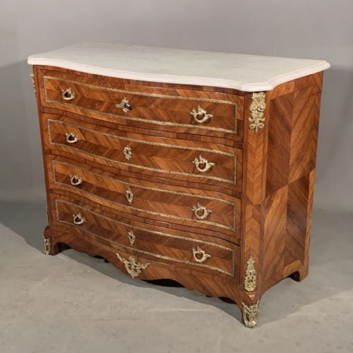 VERY FINE FRENCH SERPENTINE LOUIS XV COMMODE WITH MARBLE TOP - ADDITIONAL PHOTO 1