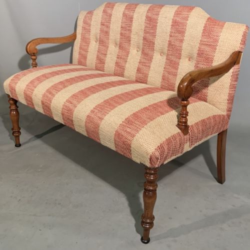 regency 2 seater window seat newly upholstered in chenille stripe - CATEGORY: ANTIQUE SOFAS - DATED REGENCY