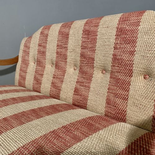 REGENCY 2 SEATER WINDOW SEAT NEWLY UPHOLSTERED IN CHENILLE STRIPE - ADDITIONAL PHOTO 2