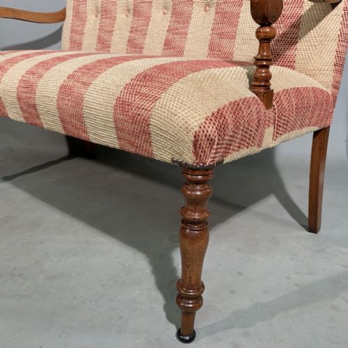REGENCY 2 SEATER WINDOW SEAT NEWLY UPHOLSTERED IN CHENILLE STRIPE - ADDITIONAL PHOTO 3