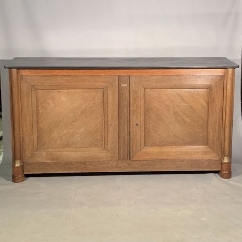 EARLY C19TH FRENCH OAK EMPIRE SIDEBOARD WITH SLATE TOP - ADDITIONAL PHOTO 1