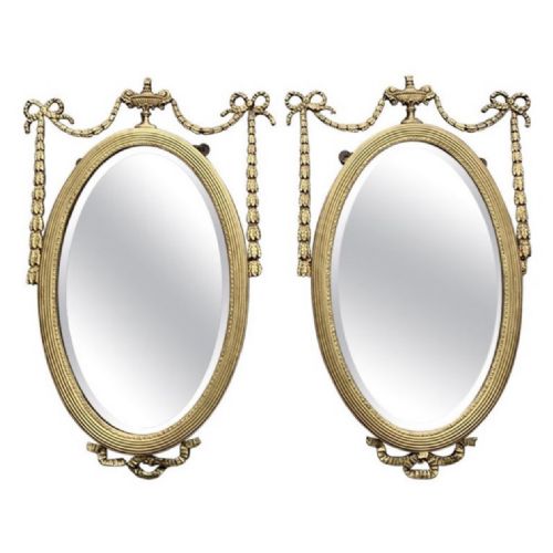 pair of regency oval gilt mirrors - CATEGORY: ANTIQUE MIRRORS - DATED REGENCY