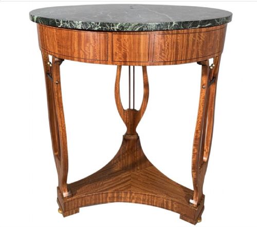 fine quality french satinwood pedal lyre centre table - CATEGORY: ANTIQUE TABLES - DATED 1870