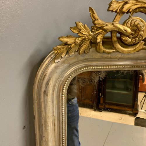 FRENCH C19TH SILVER AND GILT OVERMANTLE MIRROR - ADDITIONAL PHOTO 3