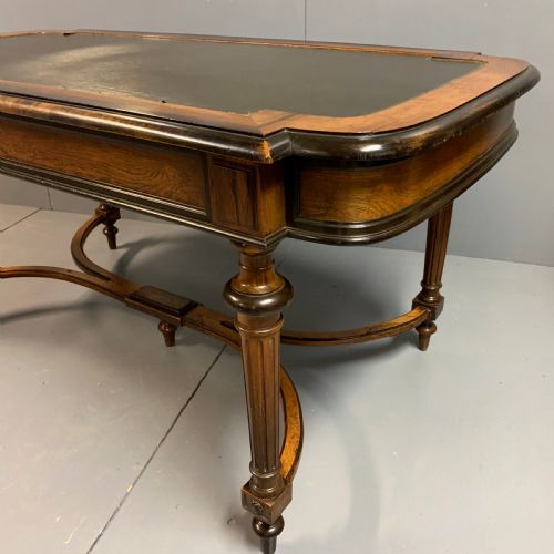 LARGE FRENCH ROSEWOOD DESK WITH LEATHER TOP - ADDITIONAL PHOTO 11