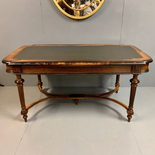 LARGE FRENCH ROSEWOOD DESK WITH LEATHER TOP - ADDITIONAL PHOTO 13