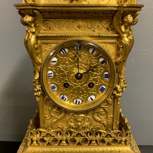 GILT BRONZE MANTLE CLOCK BY RAINGO FRERES OF PARIS - ADDITIONAL PHOTO 4