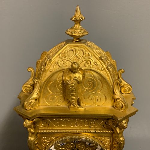 GILT BRONZE MANTLE CLOCK BY RAINGO FRERES OF PARIS - ADDITIONAL PHOTO 8