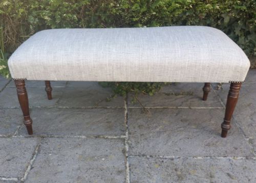 REGENCY LONG STOOL WITH NEW UPHOLSTERY - ADDITIONAL PHOTO 2