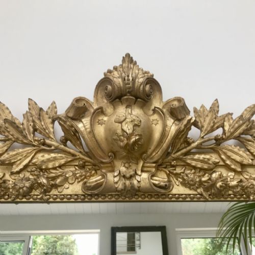 QUALITY FRENCH GILT OVERMANTLE GILT MIRROR 154CM - ADDITIONAL PHOTO 1