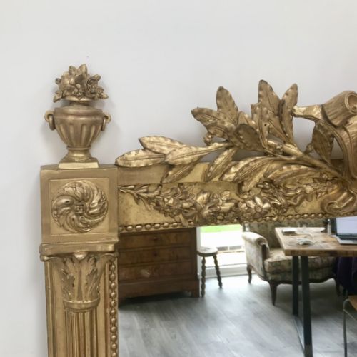 QUALITY FRENCH GILT OVERMANTLE GILT MIRROR 154CM - ADDITIONAL PHOTO 3