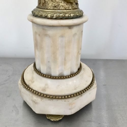PAIR OF FRENCH CANDELABRA IN GILT BRONZE AND MARBLE - ADDITIONAL PHOTO 7