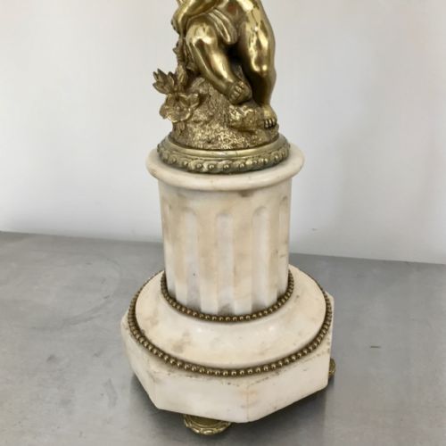 PAIR OF FRENCH CANDELABRA IN GILT BRONZE AND MARBLE - ADDITIONAL PHOTO 8