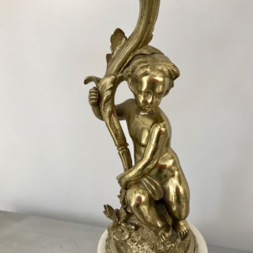 PAIR OF FRENCH CANDELABRA IN GILT BRONZE AND MARBLE - ADDITIONAL PHOTO 11