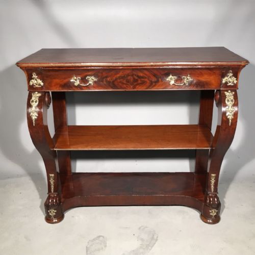 mahogany and brass french empire console table - CATEGORY: ANTIQUE TABLES - DATED 19TH CENTURY