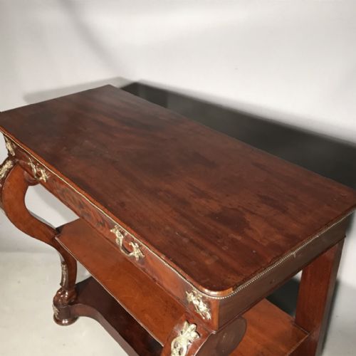 MAHOGANY AND BRASS FRENCH EMPIRE CONSOLE TABLE - ADDITIONAL PHOTO 4