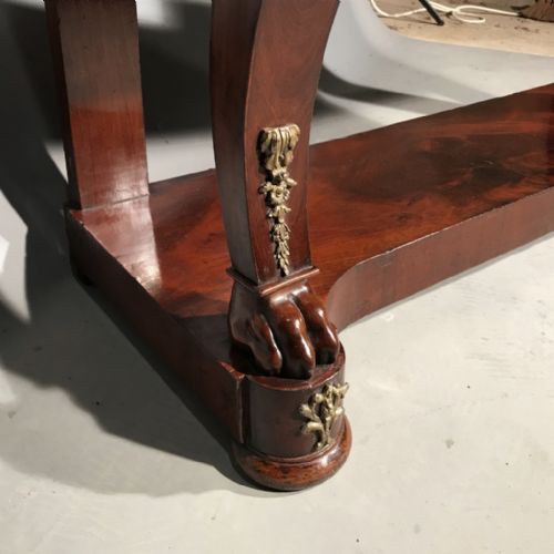 MAHOGANY AND BRASS FRENCH EMPIRE CONSOLE TABLE - ADDITIONAL PHOTO 6