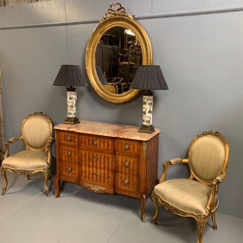 FRENCH KINGWOOD COMMODE WITH ROUGE MARBLE TOP - ADDITIONAL PHOTO 3