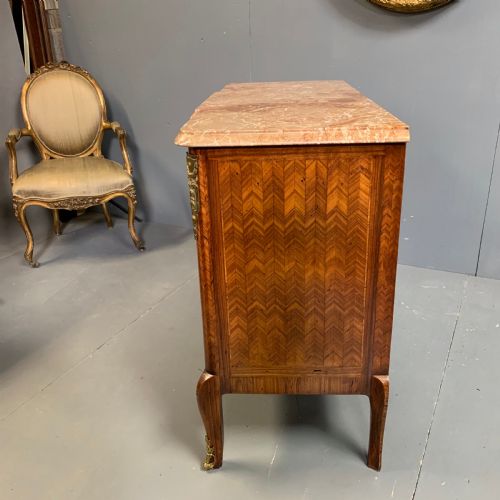 FRENCH KINGWOOD COMMODE WITH ROUGE MARBLE TOP - ADDITIONAL PHOTO 9