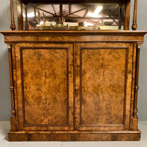 VERY FINE BURR WALNUT TWO DOOR CABINET WITH MIRROR BACK - ADDITIONAL PHOTO 7