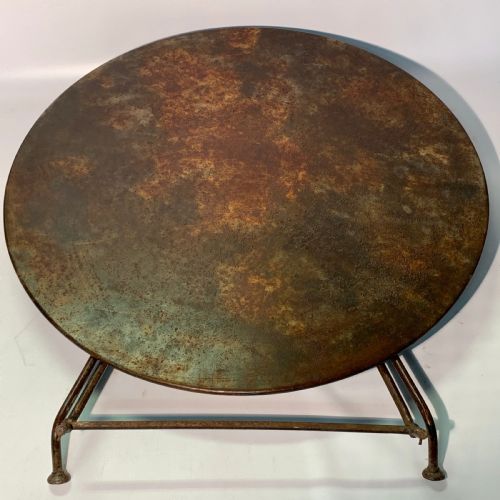 1920'S HEAVY FOLDING ROUND BISTRO TABLE WITH GREAT PATINA - ADDITIONAL PHOTO 13